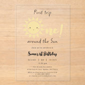 Eerste reis rond de zonsopgang 1e verjaardag acryl uitnodigingen (Voorkant)