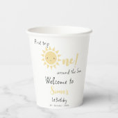 Eerste reis rond de zonsopgang 1e verjaardag papieren bekers (Achterkant)