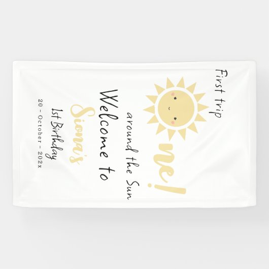 Eerste reis rond de zonsopgang 1e verjaardag spandoek (Horizontaal)