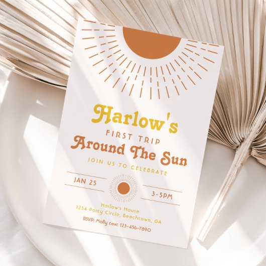 Eerste reis rond de zonuitnodiging | Boho Kaart