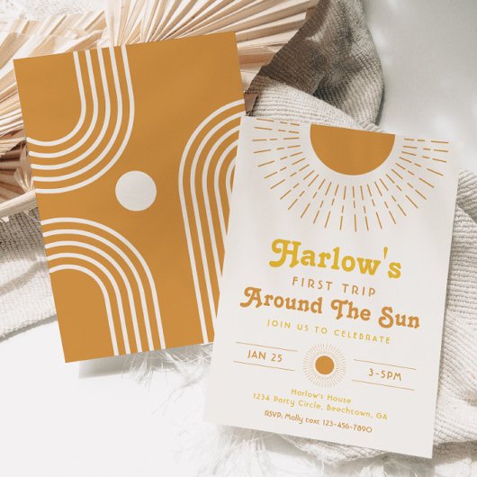 Eerste reis rond de zonuitnodiging | Boho Kaart