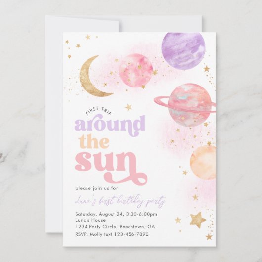 Eerste reis rond de zonuitnodiging | Ruimte Kaart (Voorkant)