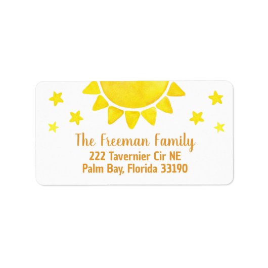 Eerste reis rond het adres van de Zon 1st Birthday Etiket (Voorkant)