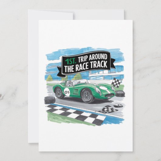Eerste reis rond het Race Track verjaardagsfeest Kaart (Achterkant)