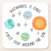 Eerste reis rond het Sun Birthday Paper Onderzette Kartonnen Onderzetters (Voorkant)