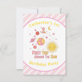 Eerste reis rond het Zonnemeisje 1e. verjaardagsfe Bedankkaart (Voorkant)
