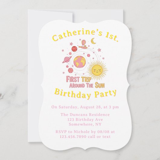 Eerste reis rond het Zonnemeisje 1e. verjaardagsfe Kaart (Voorkant)