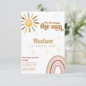 Eerste reis rond Sun Boho Rainbow 1e verjaardag Kaart (Staand voorkant)