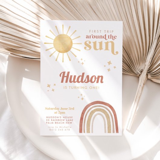 Eerste reis rond Sun Boho Rainbow 1e verjaardag Kaart