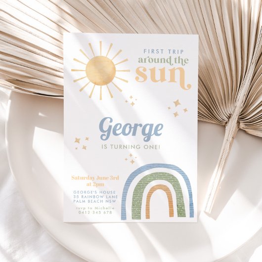 Eerste reis rond Sun Boy Rainbow 1e verjaardag Kaart
