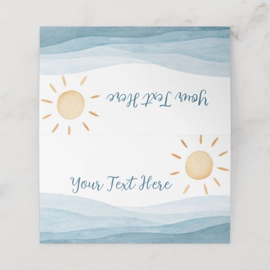 Eerste reis rond Sun Place Card Verjaardagsfeest Plaatskaartje (Buitenkant ongevouwen)