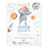 Eerste reis rond zon 1e verjaardag welkomstbord foto afdruk (Voorkant)