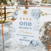 Eerste reis rond zon 1e verjaardag welkomstbord foto afdruk