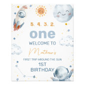 Eerste reis rond zon 1e verjaardag welkomstbord foto afdruk (Voorkant)