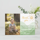 Eerste reis rond zon bedankje 1e verjaardag bedankkaart (Staand voorkant)