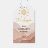 Eerste reis rond zon dank u Label verjaardagsfeest Cadeaulabel (Voorkant)