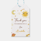 Eerste reis rond zon dank u Label verjaardagsfeest Cadeaulabel (Voorkant)