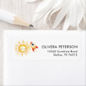 Eerste reis rond zon retour adreslabels etiket (Insitu)