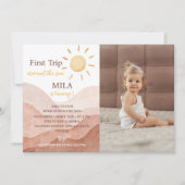 Eerste reis rond zon Verjaardag Foto uitnodiging (Voorkant)