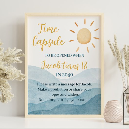 Eerste reis rond Zon Verjaardag Tijd Capsule teken Poster