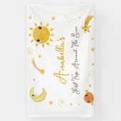 Eerste reis rond zon verjaardagsbanner spandoek (Verticaal)