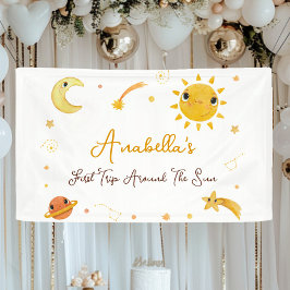 Eerste reis rond zon verjaardagsbanner spandoek