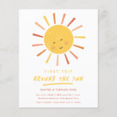 Eerste reis rondom de Zon 1e verjaardag Uitnodigin (Voorkant)