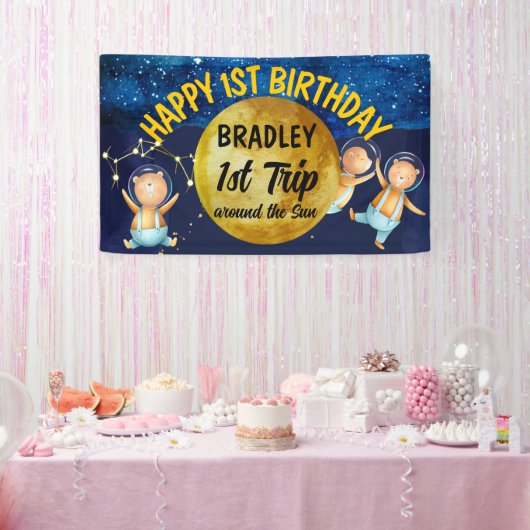 Eerste reis rondom de zonsopgang van het eerste ve spandoek (Feest)