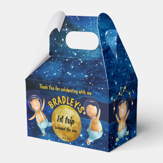 Eerste reis rondom zondag verjaardagsfeestje, aang bedankdoosjes (Voorkant Zijde)