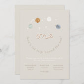 Eerste reis Ruimtethema 1e verjaardag uitnodiging  (Voorkant / Achterkant)