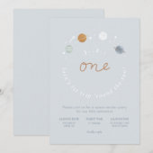 Eerste reis Ruimtevaartthema 1e verjaardag Uitnodi Kaart (Voorkant / Achterkant)