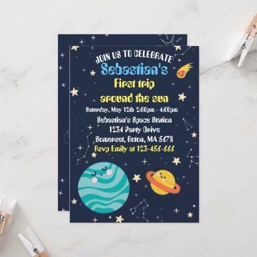 Eerste reis van de eerste verjaardag van de ruimte (Voorkant / Achterkant in situ)