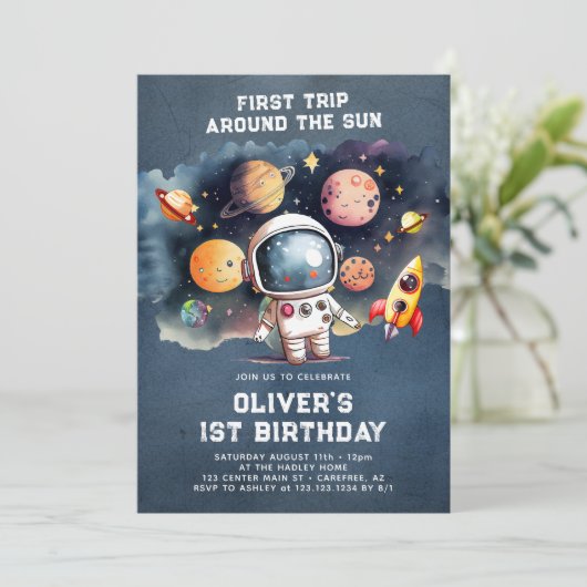 Eerste reis van de eerste verjaardag van de ruimte kaart (Staand voorkant)
