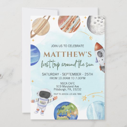 Eerste reis van de eerste verjaardag van de ruimte kaart (Voorkant)
