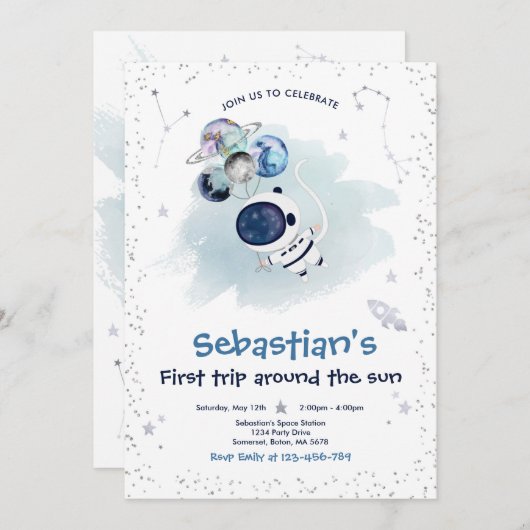 Eerste reis van de eerste verjaardag van de ruimte kaart (Voorkant / Achterkant)