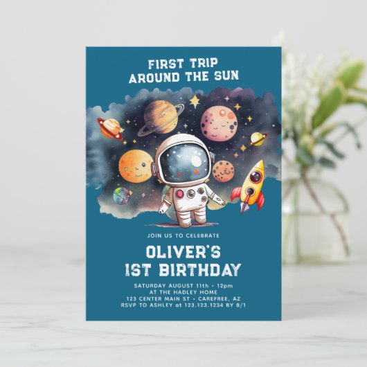 Eerste reis van de eerste verjaardag van de ruimte kaart (Staand voorkant)