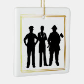 Eerste respondent Silhouettes kerstversiering Keramisch Ornament (Rechts)