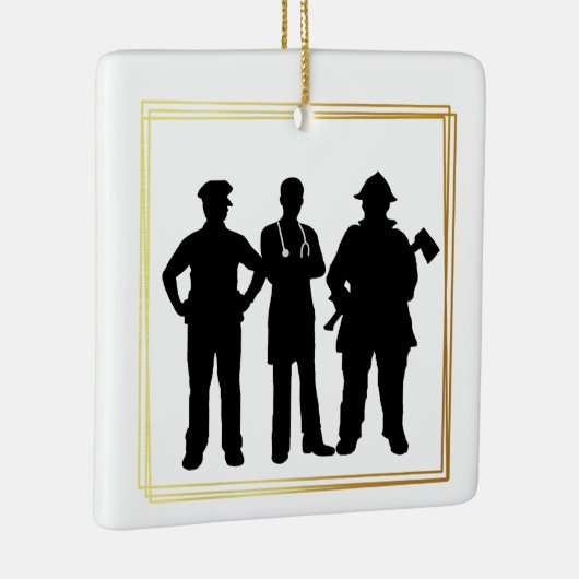 Eerste respondent Silhouettes kerstversiering Keramisch Ornament (Rechts)