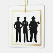 Eerste respondent Silhouettes kerstversiering Keramisch Ornament (Links)
