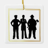Eerste respondent Silhouettes kerstversiering Keramisch Ornament (Voorkant)