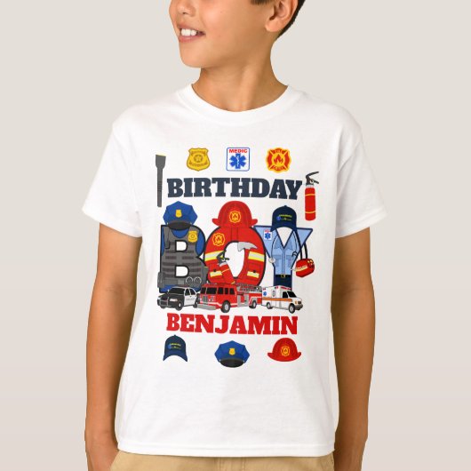Eerste Responder Birthday Boy noodgeval T-shirt (Voorkant)