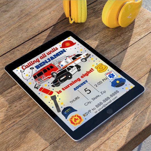 Eerste Responder Birthday Uitnodiging