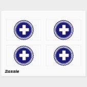 Eerste Responder Blue Health Care Cross Rechthoekige Sticker (Vel)
