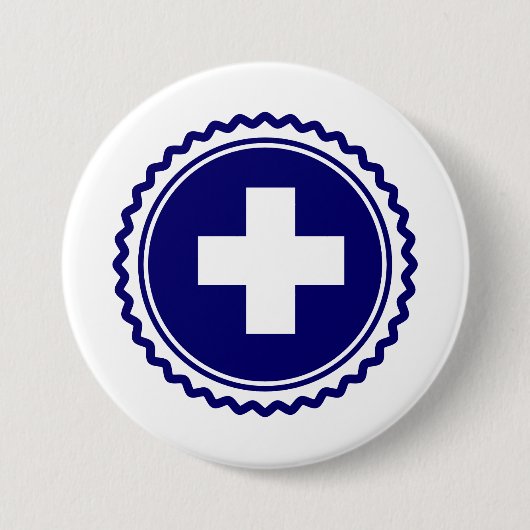 Eerste Responder Blue Health Care Cross Ronde Button 7,6 Cm (Voorkant)