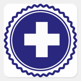 Eerste Responder Blue Health Care Cross Vierkante Sticker