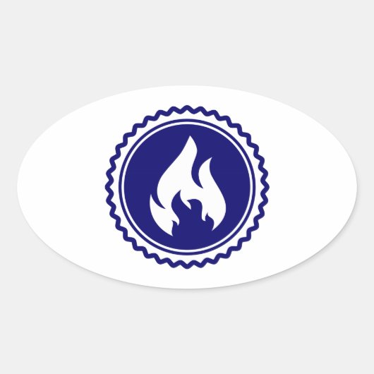 Eerste Responder Brandweerman Blauwe Vlam Badge Ovale Sticker (Voorkant)