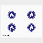 Eerste Responder Brandweerman Blauwe Vlam Badge Ovale Sticker (Vel)