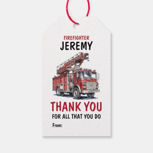 Eerste Responder Brandweerman Dank je wel Cadeaulabel (Achterkant)