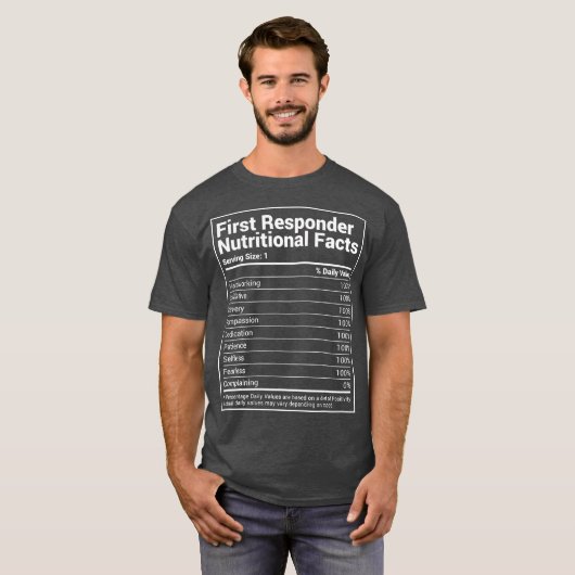 Eerste Responder Nutritional Facts Funny EMT T-shirt (Voorkant volledig)