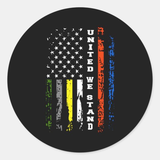 Eerste Responder Thin Line Patriottische Amerikaan Ronde Sticker (Voorkant)